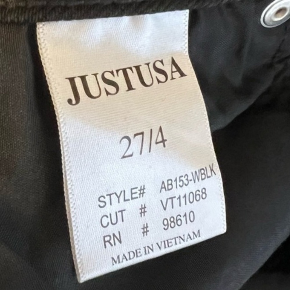 JUST USA Black High Rise Straight Leg Jeans Raw Hem - Picture 3 of 4